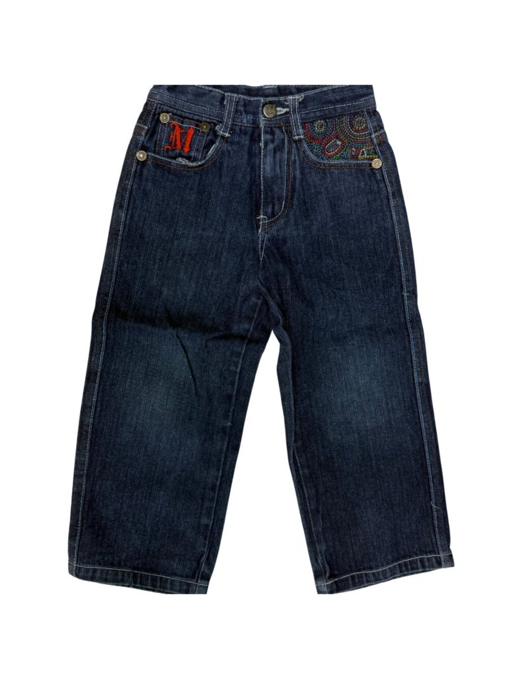 SIZE 4 Makaveli Tupac Branded Jeans Embroidered Stitching Wide Leg